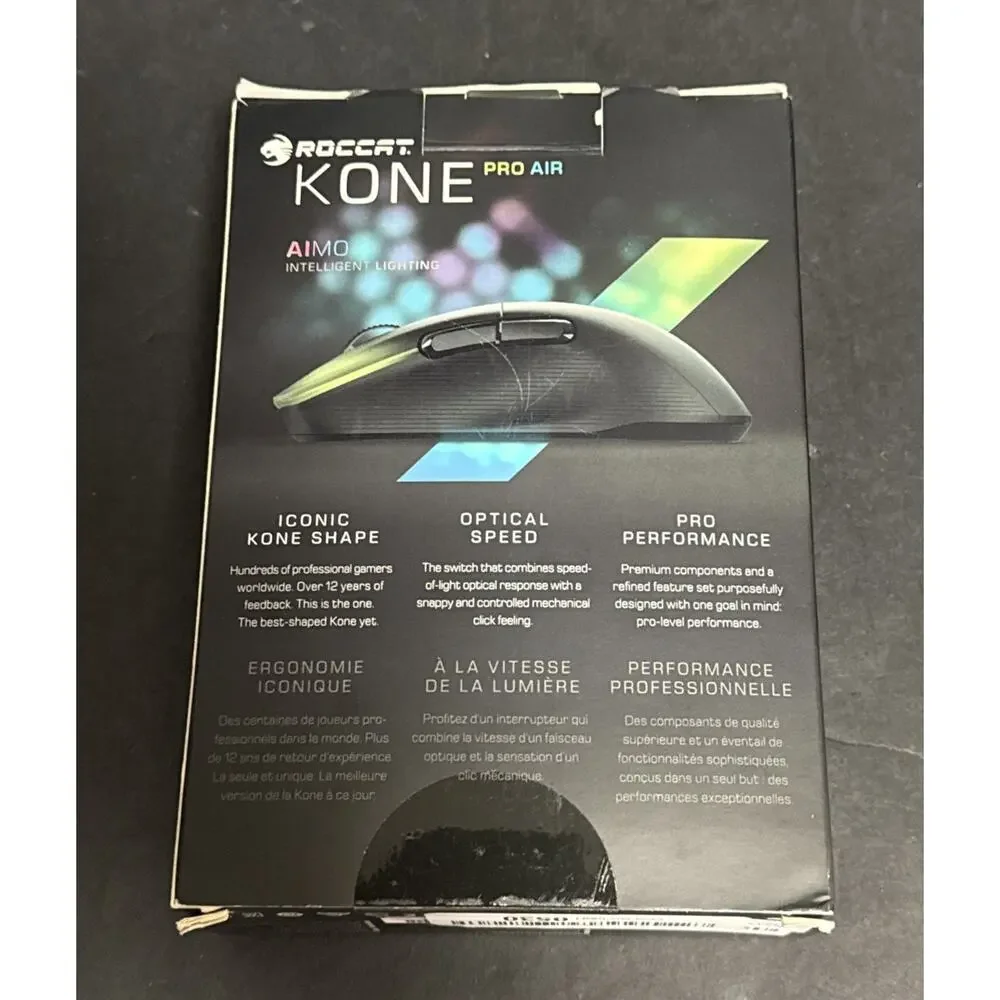 ROCCAT Kone Pro Air Wireless Gaming Mouse Ergonomic Optical 19K DPI RGB Black